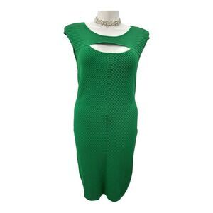 Vince Camuto Kelly Green Bodycon Midi Dress Crew Neck Sleeveless